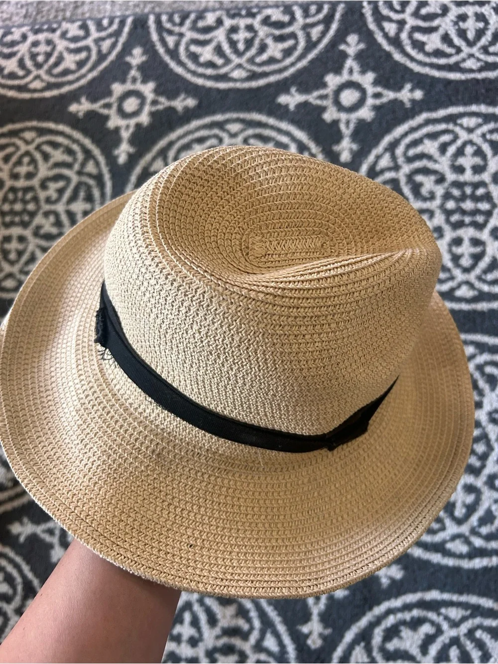 Men's Straw Sun Hat with Black Band